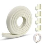 Vicloon Edge Protectors, 2 M Foam Safety Strip and 4 Corner Cushion Protector Set, Edge Corner Guards for Baby - Milky White