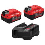 CRAFTSMAN 20-Volt Power Tool Battery 2-Pack, Lithium-ion with Charger (CMCB204-2CK)