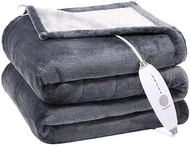 GAOMON Electric Heated Blanket Throw, Super Cozy Soft Flannel Heated Throw with 4 Fast Heating Levels & 10 Hours Auto Off, Machine Washable, ETL Certification, Home Office Use(Twin, Grey)