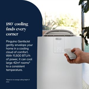 De'Longhi Pinguino Silent Portable Air Conditioner, 9,800 BTU, 3-in-1, Window Kit, White