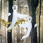 Halloween Tree Wrap Ghost Decoration, 2 Pack 50" Halloween Cute Ghost Design Decorations, Friendly Ghost Decor for Halloween Outdoor Indoor, Lawn, Tree Decor, Ghost Party Supplies