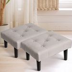 HOUCHICS Small Footstool Ottoman, Soft Velvet Fabric Step Stool with Wood Legs，Toddler Wooden Stool，Sofa Footrest Extra Seating for Living Room Entryway Office(Grey,2pack)