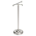 WZKALY Toilet Paper Holder Free Standing, Brushed Nickel Toilet Paper Holder Stand, Post Pivoting Design & Stable Weighted Base SUS304 Stainless Steel for Bathroom(Mega Roll), 480-N