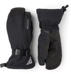 Hestra Unisex Powder Gauntlet 3-Finger Glove, Insulated, Windproof Leather Gloves for Alpine Ski & Everyday for Men & Women - Black - 10