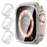 AHASTYLE 3 Pack Clear Case for Apple Watch Ultra 2 (2023)/Ultra 49mm Bumper Case, TPU Full Coverage Shockproof Screen Protector Compatible for Apple Watch Ultra 2 (2023)/ Ultra 49mm (49mm,Clear)