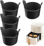 4PCS Ramekins for Air Fryer,Silicone Air Fryer Egg Moulds, Non Stick Egg Poachers,Poached Egg Cup,Baking Cups,Large Muffin Cases for Air Fryer, Kitchen Gadget,Air Fryer Accessories (Black)