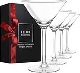 ELIXIR GLASSWARE Martini Glasses Set of 4 - Hand Blown Crystal Martini Glasses with Stem - Elegant Cocktail Glasses for Bar, Martini, Cosmopolitan, Manhattan, Gimlet, Pisco Sour 9oz, Clear