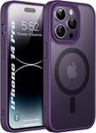 Enflamo Polycarbonate Matte Back Cover Case Compatible with Magsafe Designed for iPhone 14 Pro|Ultra Hybrid Camera Bump Protection (Deep Purple)
