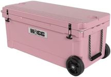 Ice Cooler with Wheels and Handle - 110qt Morning Blush, Wheeled Cooler, Insulated Ice Chest with Wheels and Handle for Fishing and Camping with Dry Storage, Bottle Openers, and Cupholders