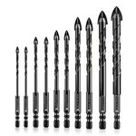 Lytool 10Pcs Masonry Drill Bits Kit, Drill Bit for Stone, Concrete, Stone, Carbide Drill Bit Set for Glass, Brick, Tile, Plastic, Ceramic, Wood, Carbide Tip Hex Shank Drill Bit, Size 1/8" to 1/2"