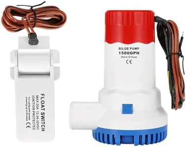 AIRTAK Bilge Pump for Boat DC12V 1500GPH Small Bilge Pump 12 Volt Electric Water Pump Low Noise with The Switch