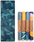 Downward Frog Printed Yoga Mat for Bikram, Hot Yoga, Fitness & Pilates - Light, Foldable, Travel Mat - Eco Natural Rubber, Vegan, Microfibre Towel Surface, Exercise Equipment & Meditation - Jungle