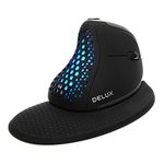 DeLUX Seeker Ergonomic Mouse Wireless, Vertical Mouse with OLED Screen, Thumb Wheel, Silent Click, up to 7200DPI, Programmable, Rechargeable, Bluetooth/2.4G/ Wired Tri-Mode, RGB Light (M618XSD-Black)