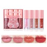 4Packs Lip Oil and Lip Gloss Set, Lip Oil Hydrating Non-sticky Lip Glow Oil Tinted Clear Lip Plumper Moisturizing Lipgloss Set Gift For Women and Teenage Girl (01)