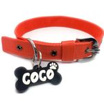 PAWPRO HANDMADE Nylon Personalized Red Dog Collar Belt with Customizable Dog Name Tag 40Cm -55Cm Soft Comfy Pet Collar for Small Medium Large Dogs (Medium, Red)