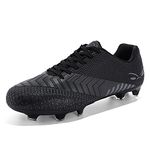 GWMDKI Men's Football Boots Unisex Breathable Spike Professional Athletics Football Trainers Sneakers Outdoor Football Shoes for Teenager Black 7.5UK