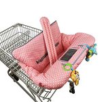 ICOPUCA Shopping Cart Cover, 2 in 1 cart Cover for Babies N high Chair Cover, Padded Grocery cart Cover for Baby Girl boy, with 1” Thick/Removable/Reversible Cushion, X-Large, Pink dots;