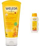 Weleda Baby Calendula Shampoo and Body Wash, 200 ml (Pack of 1) & Baby & Child Calendula Body Lotion, 200ml