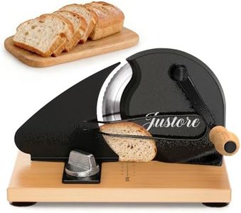 Upgrade Manual Bread Slicer for Homemade Bread, Sourdough Slicer with Hand Crank, Metal Guide Rail, Non-Slip Suction Base & Sharp Blade for Consistent Even Slices