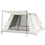 Putentfun Pop Up Camping Tent with Awning,Automatic Pop Up Tent for 3-4 Person,Four Sided Ventilation & UV Protection Instant Portable Dome Tents For Beach, Hiking, Camping, Outdoor Use
