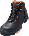 uvex 2 safety boots, S3 SRC ESD, leather work boots, black/orange, 7 UK