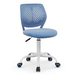 Giantex Kids Desk Chair, Children Armless Study Chair with Adjustable Height, Ergonomic Kids Office Chair with Wheels, Rolling Swivel Mesh Task Desk Chair for Girls Boys Teens, Blue