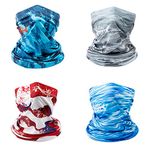 BASSDASH UPF 50+ UV Protection Neck Gaiter Multi Scarf Sun Protector for Fishing Hunting Kayaking Hiking Cycling, Pack of 4 …