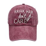 Waldeal Women's Kayak Hair Don't Care Hat, Washed Adjustable Baseball Cap, Red, One Size