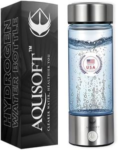 AQUSOFT Portable Alkaline Hydrogen Water Bottle with SPE PEM Technology | Type-C USB Rechargeable 1600 PPB Hydrogen Rich Water in 3 Minutes | Borosilicate Glass Water Cup | Dual Usage Modes | 420ml