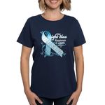 CafePress I Wear Light Blue Because I Love My Husband Wo Womens Cotton T-Shirt