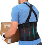 Lower Back Brace with Suspenders | Back Support Belt for Men & Women | Adjustable Work Back Brace for Moving Construction Warehouse Heavy Lifting & other Industrial Activities Safety & Protection 3XL