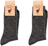 Natural Alpaca Wool & Lambs Wool Socks for Men & Women, Premium Quality, Breathable, Thin Blend, Thermal Warm, Winter, (9.5-12.5, Charcoal)