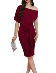 GRACE KARIN Women's Prom Dresses 2024 One Shoulder Formal Dresses Asymmetrical Dress Wine Red M