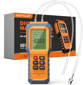 Handheld Manometer with Backlit, Dual-Port HVAC Digital Manometer Gas Pressure Tester, LCD Screen & Indoor Temperature Measurement, 12 Units, for Natural Gas Pipelines Ventilation Detection