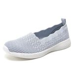 Puxowe Women's Loafers Slip On Lightweight Casual Low-Top Flat Knit Shoes 3 UK Light Gray