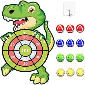 30" Dinosaur Toys for Boys, Dart Board Kids Toys 3-8 Year Old Boys with 12 Sticky Balls Boys Toys for 4-9 Year Old Kids Birthday Gifts Xmas Stocking Fillers for Boys Age 3-9, Dinosaur Gifts for Boys