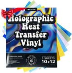 Holographic Permanent Vinyl HTV 6 Premium Permanent Vinyl Holographic Sheets Heat Transfer Holographic HTV Craft Foil Iridescent Opal Vinyl Sheets Without Roll in Gold Silver Chrome and Blue