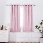 INLINAS Pale Pink Blackout Curtains with Sheer Layer - Grommet Top Thermal and Noise Reduction Panels for Bedroom and Living Room Light Blocking and Energy Saving, 52 x 63 Inches, Set of 2
