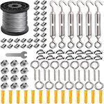 AMLOOPH 50M Garden Wire For Climbing Plants 2mm Stainless Steel Heavy Duty Metal Catenary Wire Trellis Fence Garden Wire Rope Kit With Turnbuckle Tension Wire Tensioner/Vine Eyes For Climbing Plants…