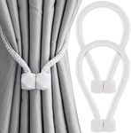 Yatinkim 2 Pack White Curtain Ties Magnetic Drapes Tiebacks Strong Draperies Holdbacks Handmade Simple Decor Accessories Indoor Outdoor Rural