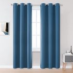 DUALIFE Blue Blackout Curtains Denim for Bedroom 2 Panels Burg 84 Inch Length, Room Darkening Black Out Grommet Window Drapes for Living Room Kids Boys 42 x 84 Inches Long Midnight Blue
