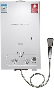 Lfhelper LPG Tankless Hot Water Heater, 8L 16KW Tankless Propane Gas Water Heater for Home Shower Camping Pet Washing Horse Shower Silver