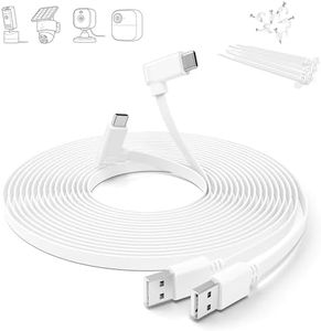 Itramax Flat USB C Cable 20FT/6M,2Pack Right Angle USB A to Type C Extension Charger Cord for Security Camera,Long Continuous Power Supply Replacement Charging Wire for Blink Outdoor 4/Mini 2 2K+,eufy