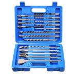 17Pcs SDS Plus Rotary Hammer Drill Bits and Chisel Bits Hole Tool Set Masonry SDS Drill Bit Set Drilling Concrete,Masonry, Wall, Bricks, Stone, Road.