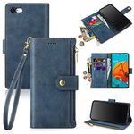 Antsturdy for iPhone 6 Plus / 6s Plus 5.5" Wallet Case,PU Leather Folio Flip Protective Cover with Wrist Strap [RFID Blocking] [Zipper Poket] Credit Card Holder [Kickstand Function] Men Women Blue