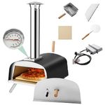 HAPPYGRILL Outdoor Pizza Oven, Multi-fuel Portable Wood Fired and Gas Pizza Oven with Built-in Thermometer, Fold-up Legs, Pizza Stone, Pizza Peel & Wood Tray, Pizza Maker