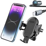 3 in 1 Car Phone Holder Charger Mount for iPhone 14/13/12, 60W Fast Charging Car Mount + 4ft Type C Cable, Car Accessories, Air Vent Charging Cell Phone Stand Car for iPhone 14/13/12/11/Pro Max/8/iPad