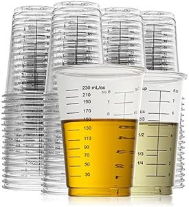 Prestee 50 Disposable Measuring Cups 8 Oz - Resin Epoxy Measuring Cups & Mixing Cup - Plastic Measuring Cups for Liquids - Liquid Mixing Cups - Dry Measuring Cups - Paint Mixing Cups - Baking Supplies
