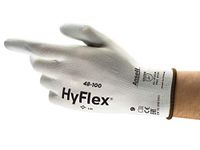 Ansell HyFlex 48-100 Thin Work Gloves, Stretch Fit Nylon Liner with Flexible PU Coating, Lightweight Safety Gloves for Precision Handling, DIY and Mechanics, White, Size L (12 Pairs)