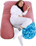 EDUJIN Memory Foam Pregnancy Pillows for Sleeping - Soft Velvet Cover- U-Shape Full Body Maternity Pillow,Body Pillows for Adults,Pregnancy Pillow for Women,Pregnancy Must Haves(Pink)